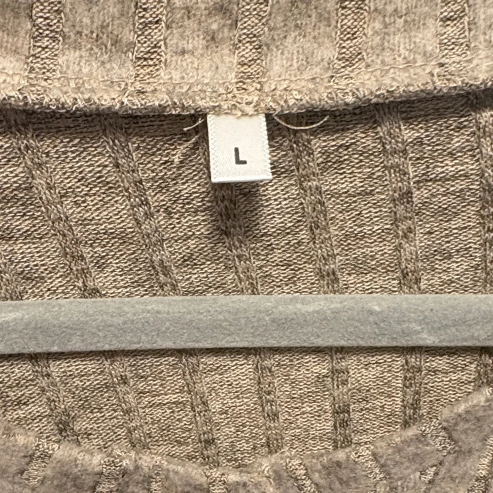 Beige Ribbed Long Sleeve Sweater - Picture 3 of 6